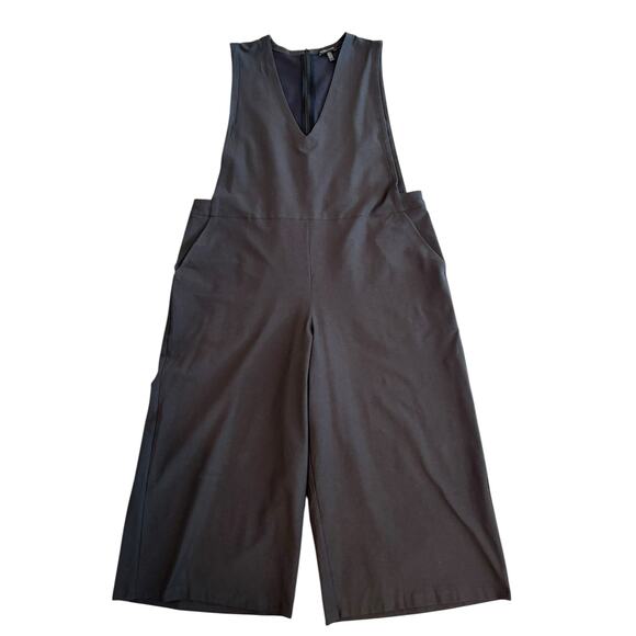 EILEEN FISHER V-NECK CROP JUMPSUIT GRAPHITE WASHABLE STRETCH CREPE NWOT SIZE XL - Picture 2 of 9